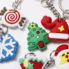 Six Christmas-themed keychains, Christmas trees, Christmas hats, candy canes, snowflakes, Christmas stockings, and Santa Claus avatars Application Scenario